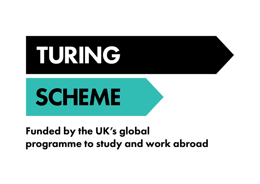 Turing Scheme logo, funded by the UK's programme to study and work abroad
