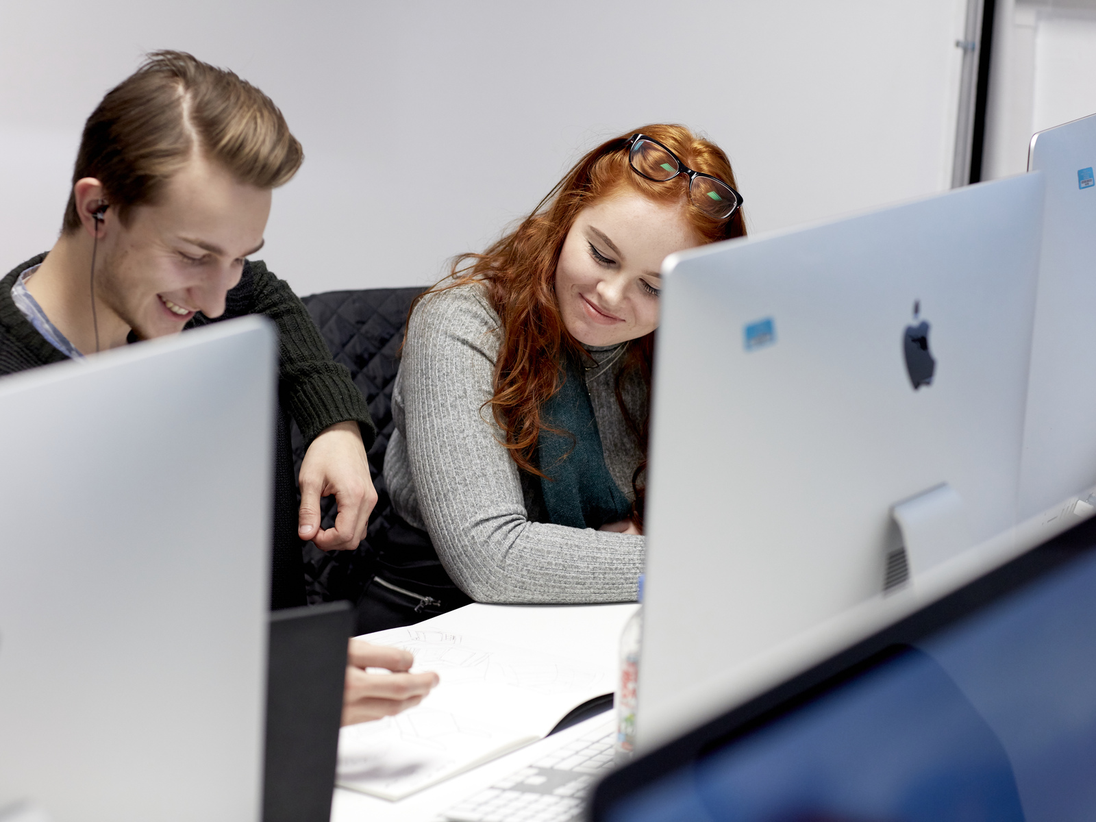 Students working at a computer