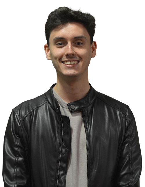Male student smiling at camera