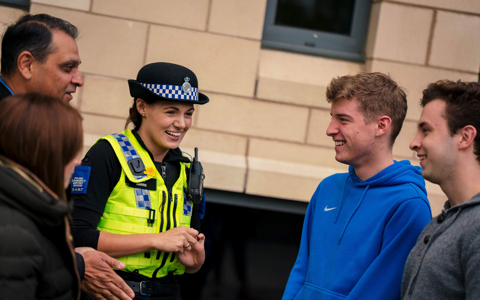 Students with a police officer