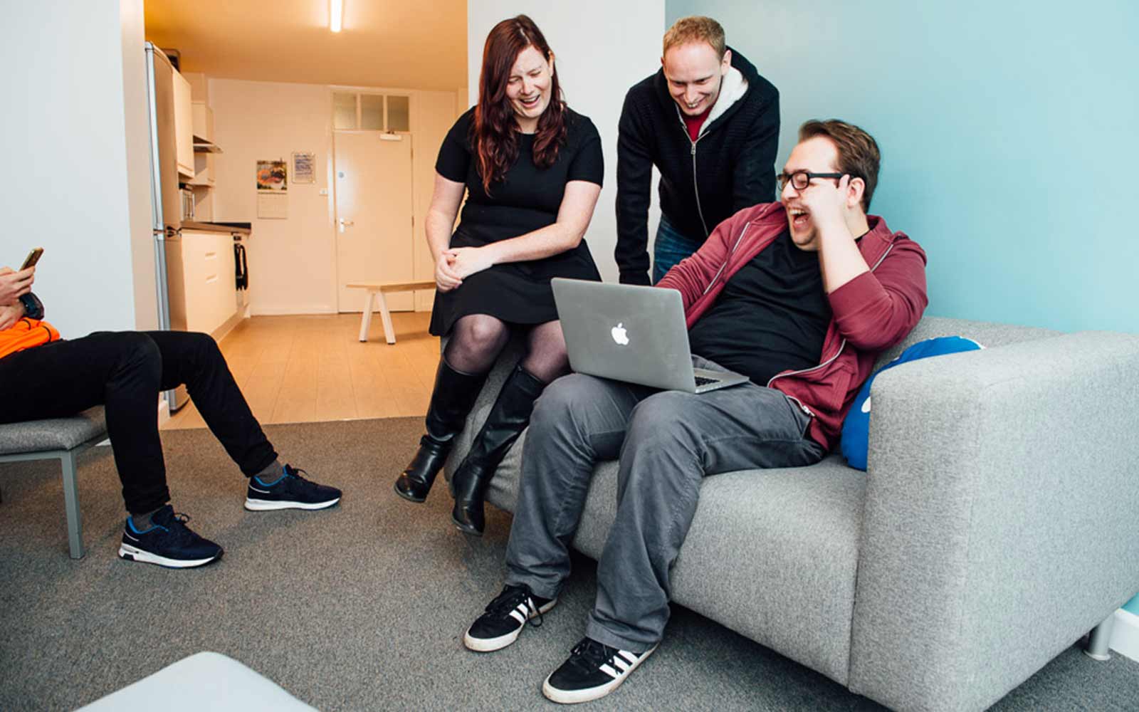 Students sitting in the Grange communal area