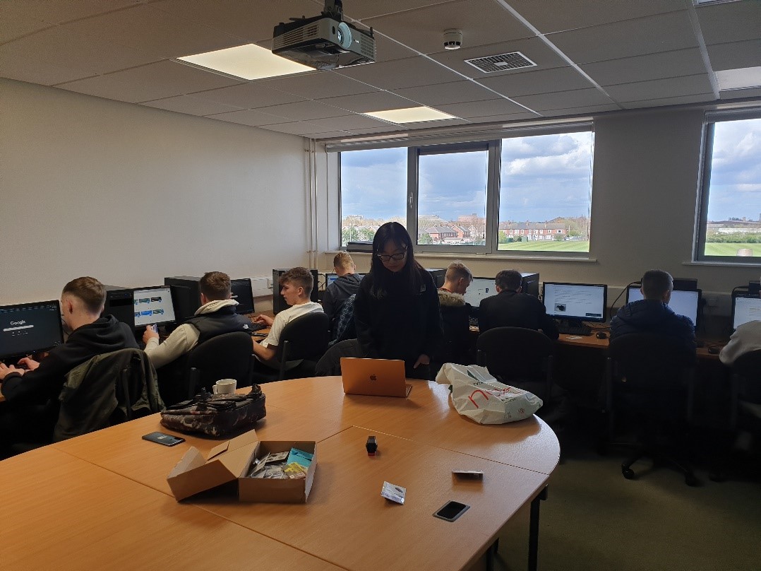 Selby College students sat at computers