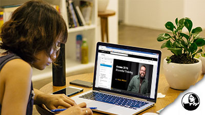 watching video on a laptop
