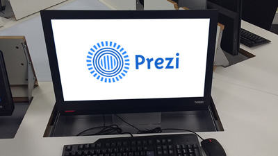 Prezi logo on computer screen
