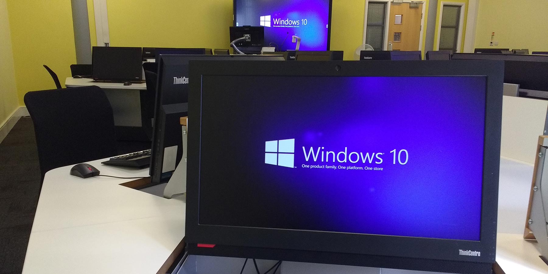 Computer showing Windows 10 logo