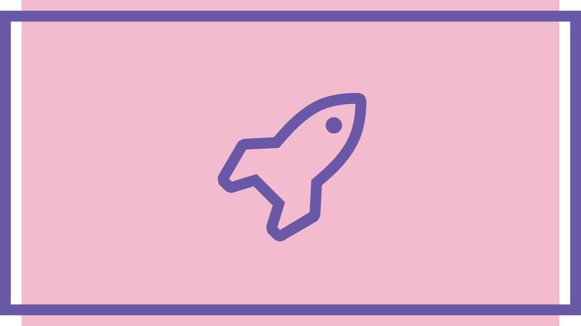 A purple rocket icon on a pink background