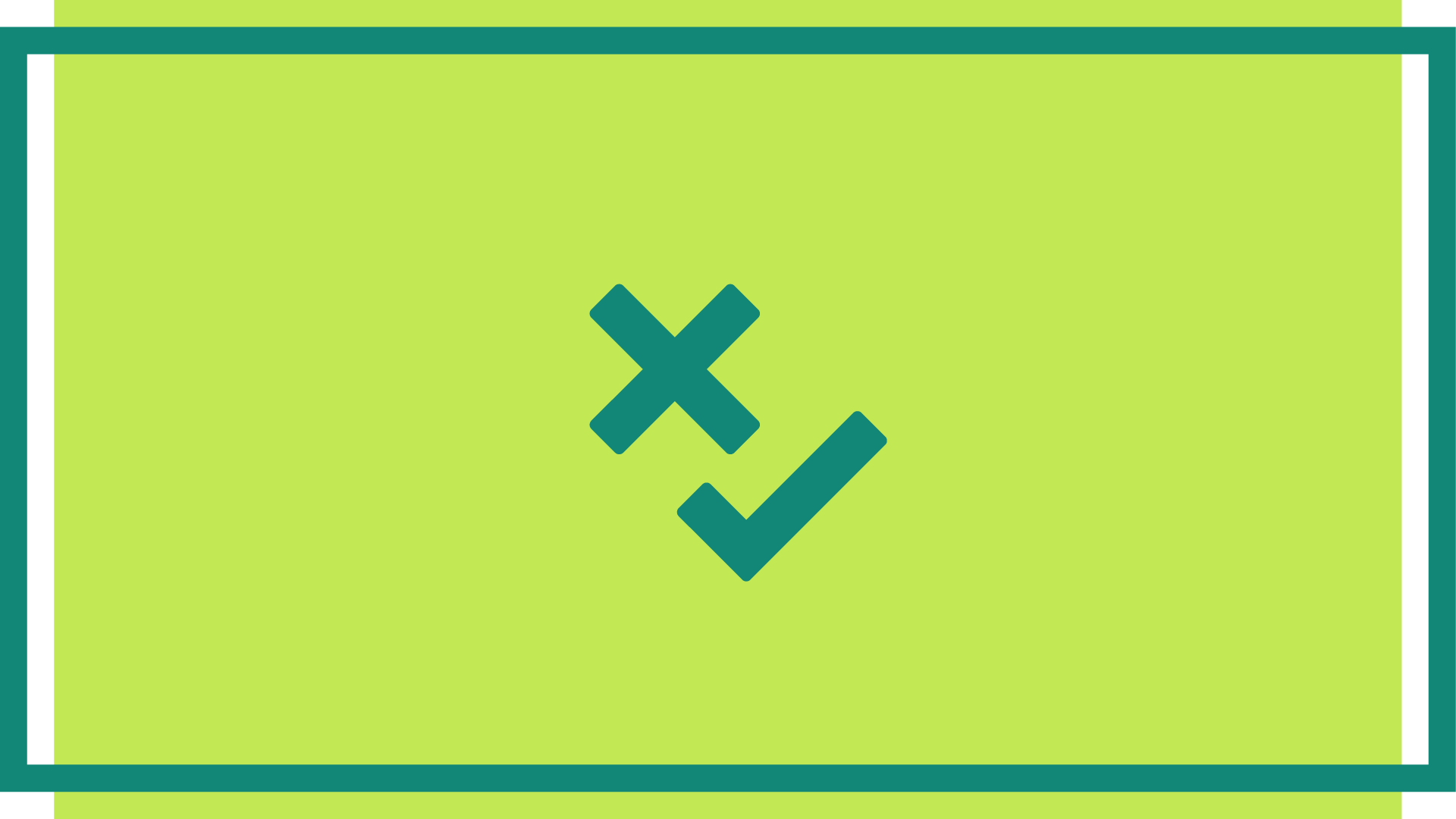 A dark green clipboard icon a bright green background.