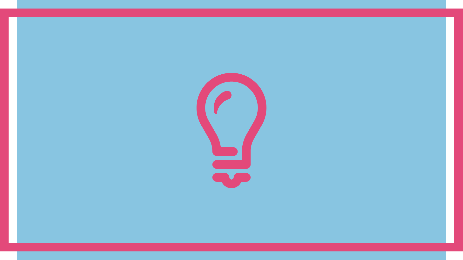 Pink lightbulb icon on a pale blue background