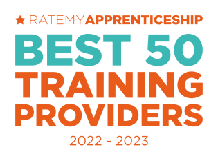 Rate My Apprenticeship Best 50 Training Providers 2022 to 2023 logo.