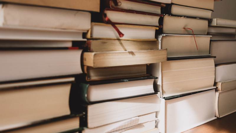 Piles of books, fiction, reading