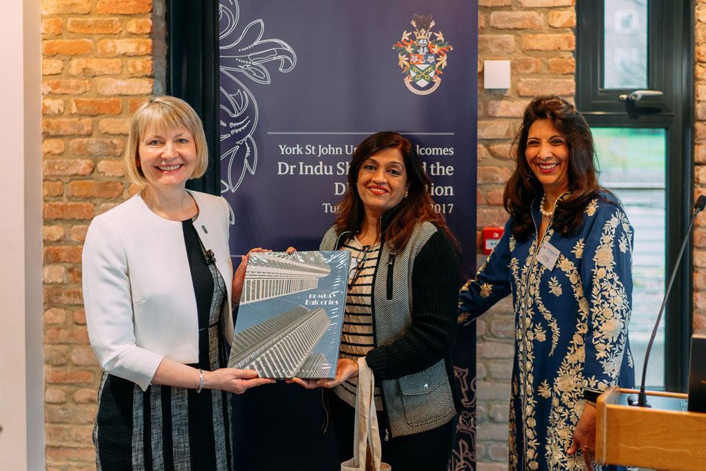 VC Karen Stanton with 2 members of DICE delegation from India
