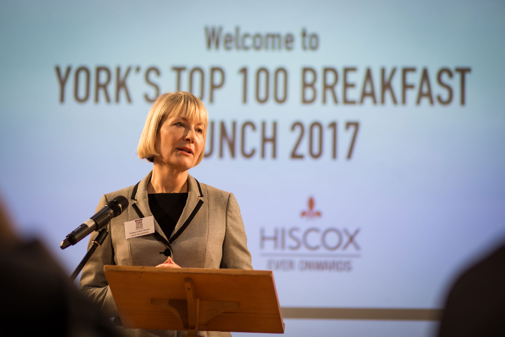 Prof Karen Stanton VC YSJU at York Top 100 Businesses
