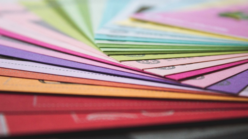 Coloured folders close up