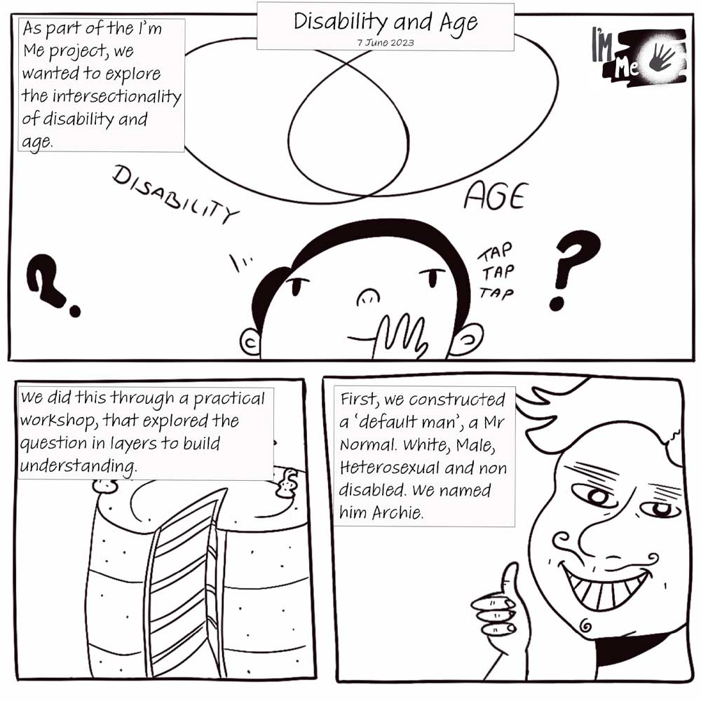 Illustrations from Disability and Aging comic.