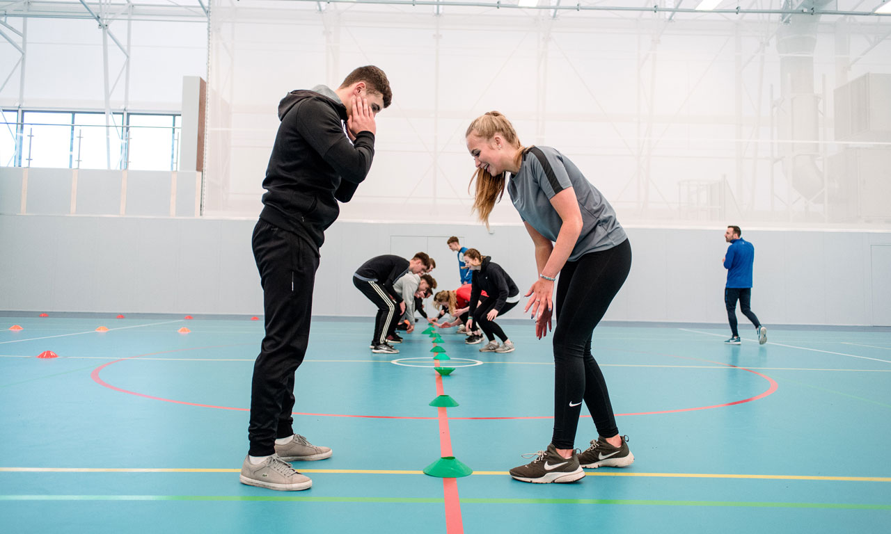 Students taking part in sport activities at Haxby Road Sports Hall