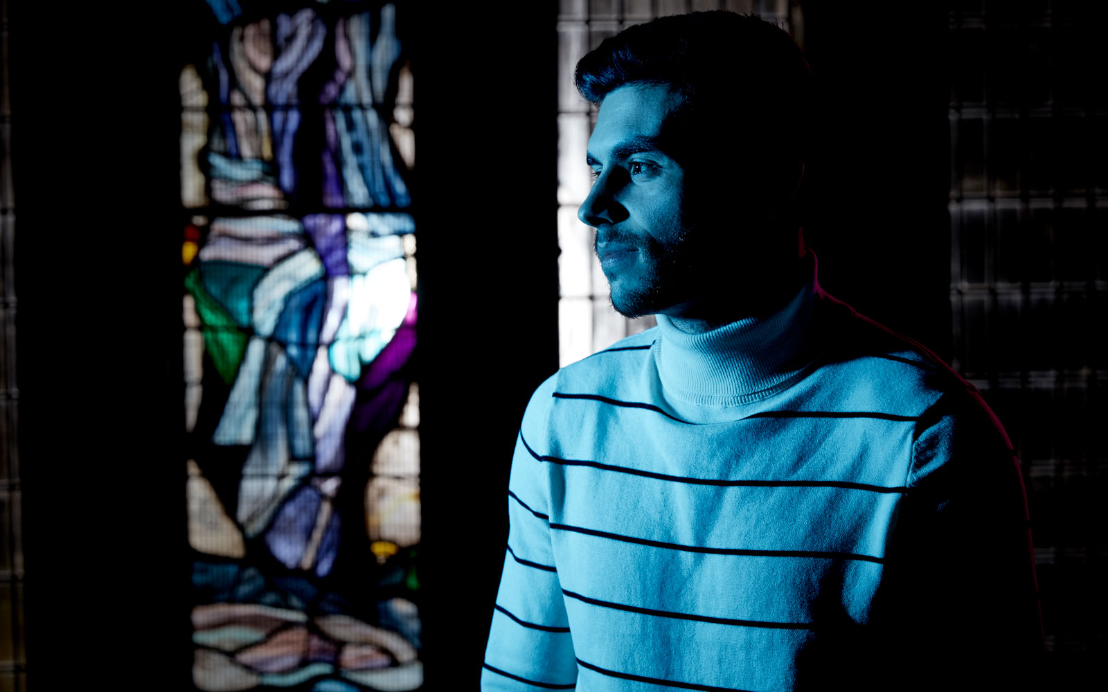 Student in chapel