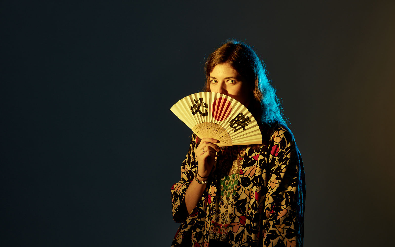 Student with a fan
