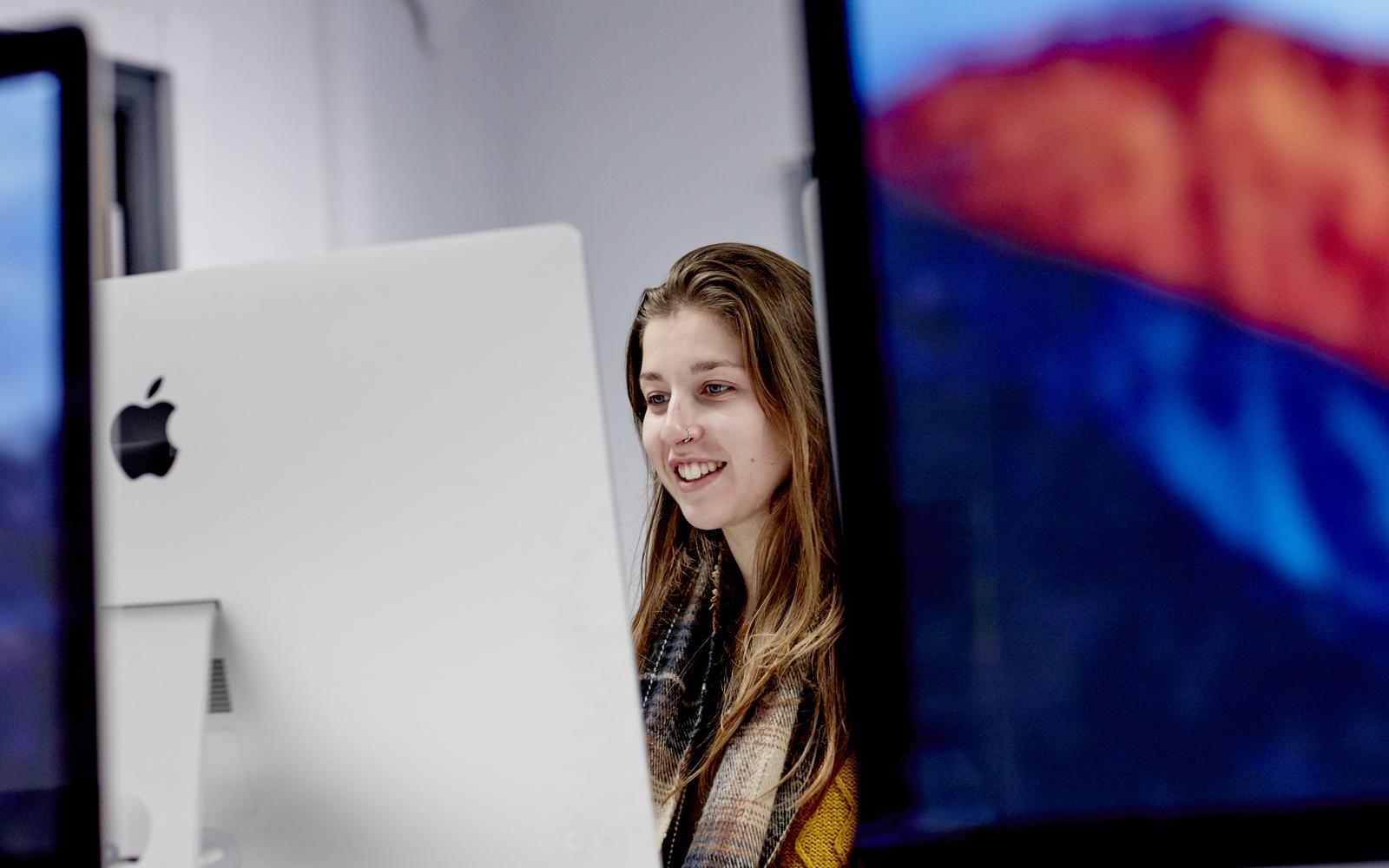 Student working at computer