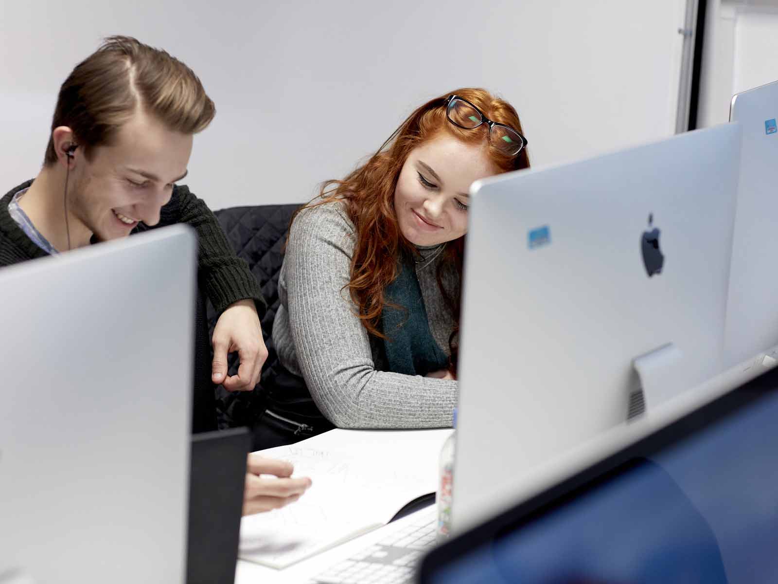 Students working at a computer