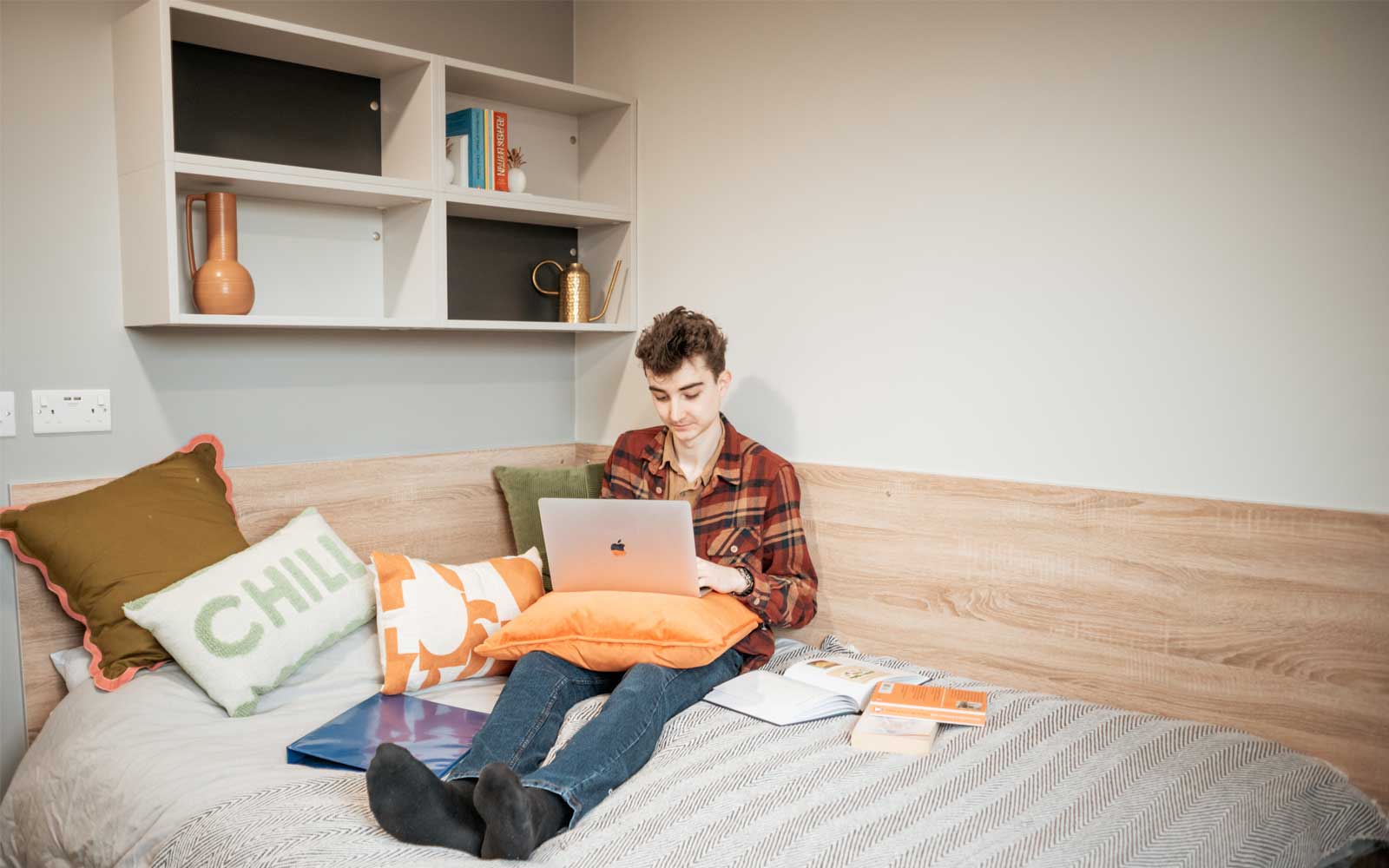 Student in Coal Yard accommodation room.