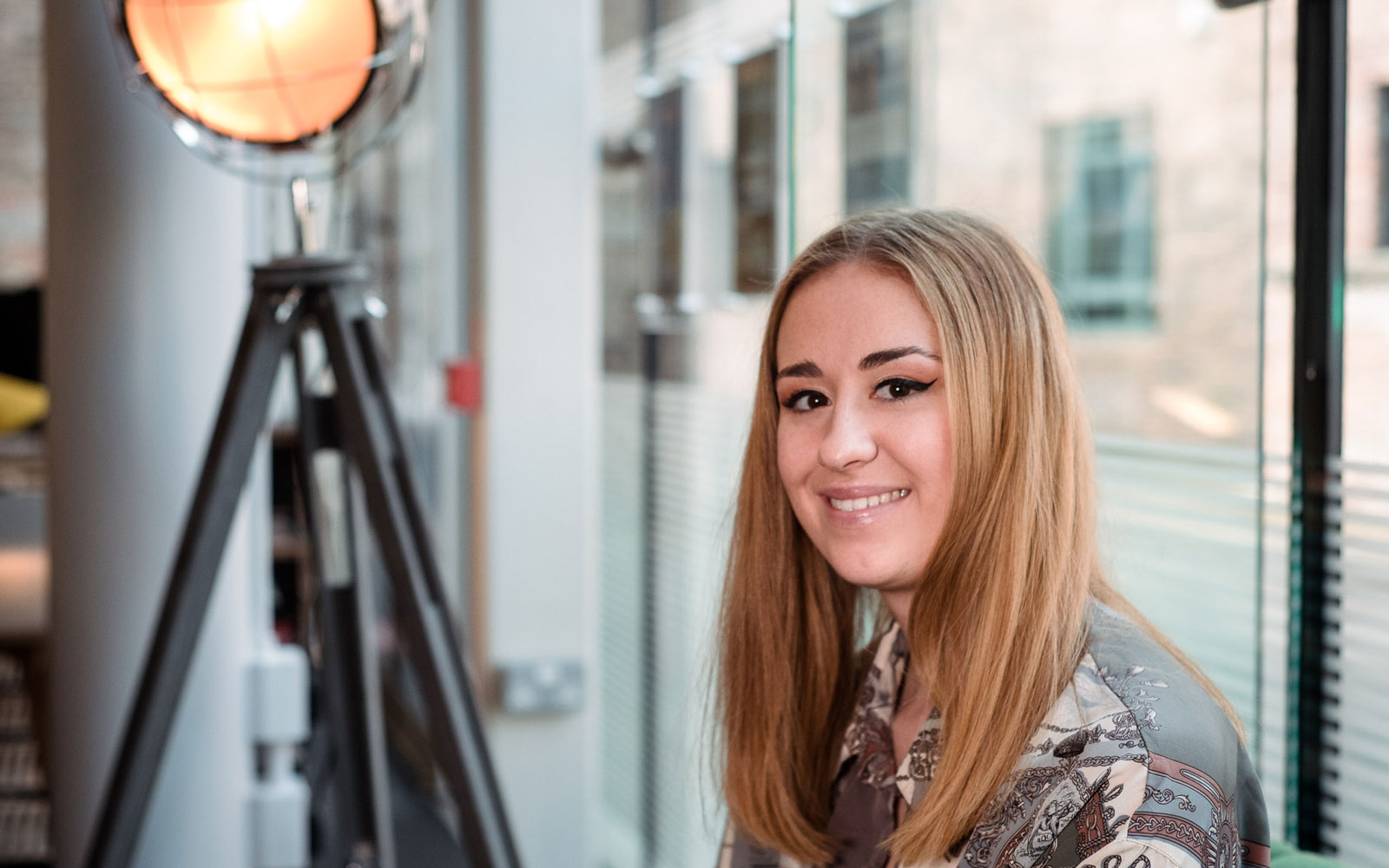 Student smiling in launchpad