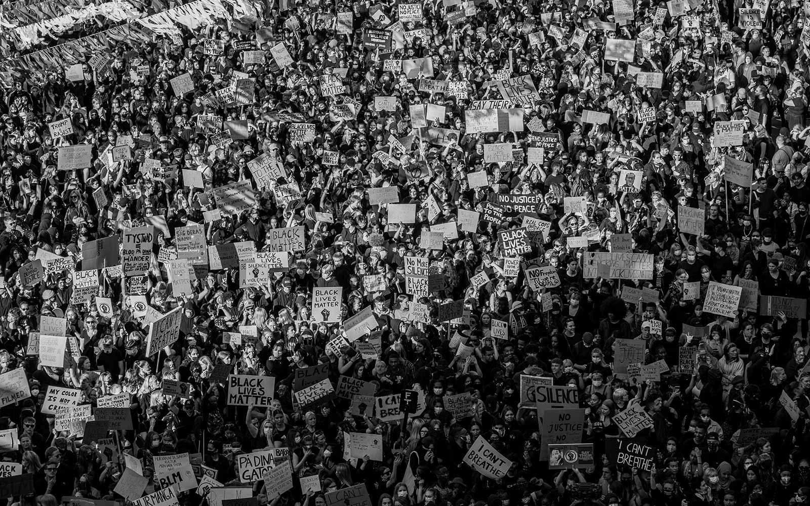 Aerial shot of Black Lives Matter protest
