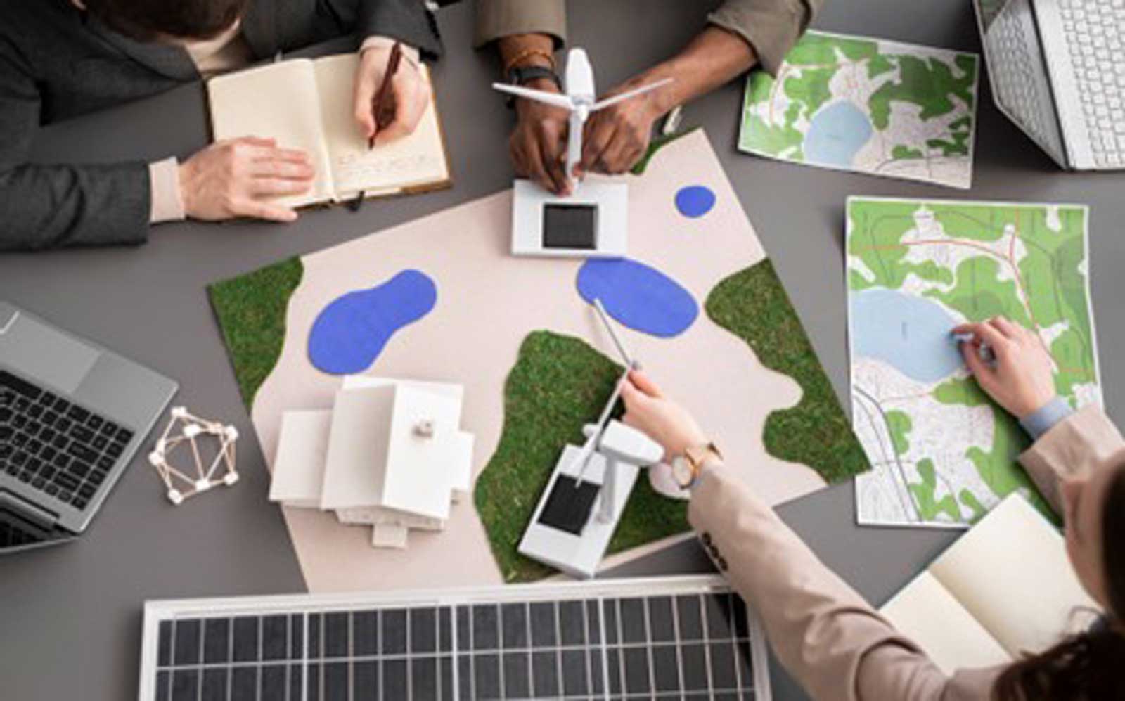 A group of people having a meeting about carbon neutrality