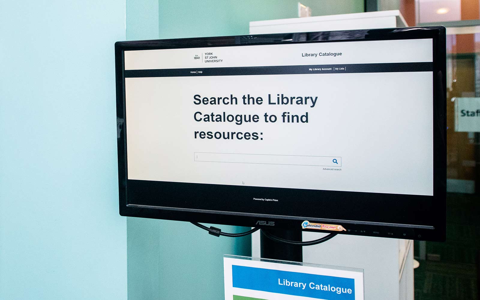 A library computer in the Fountains Learning Centre.