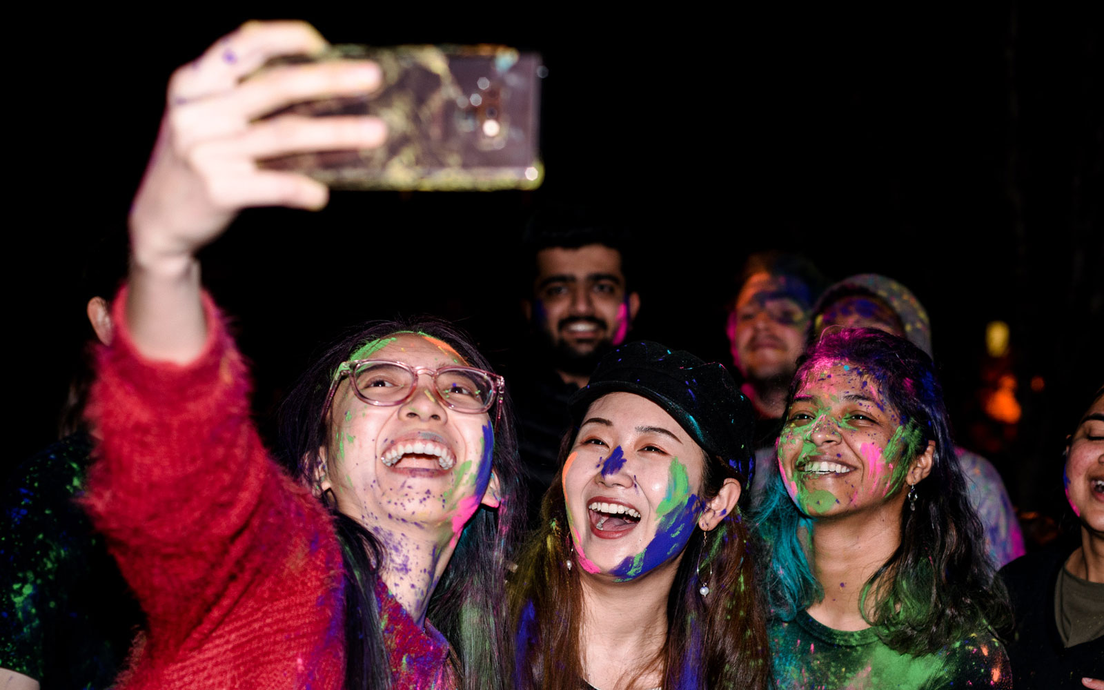 Student taking selfies