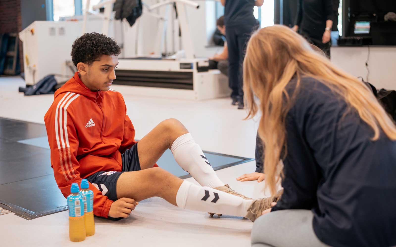 A sports student works on a research project.