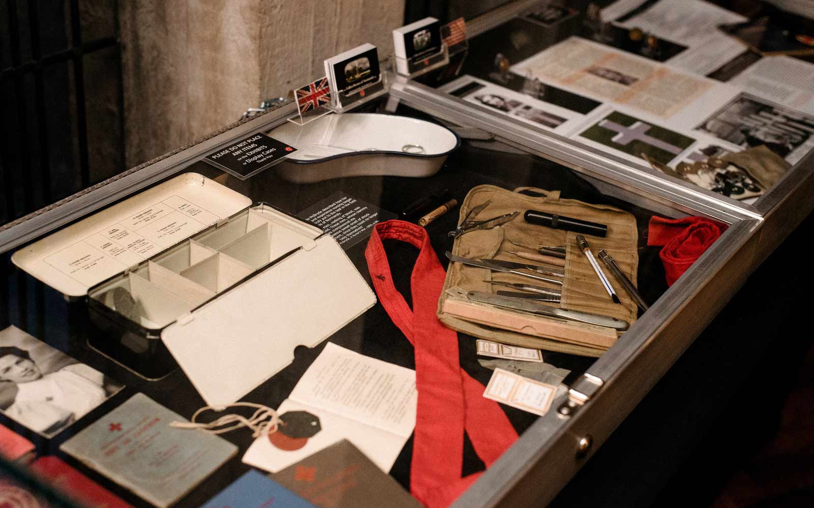 Items in a military history exhibition.