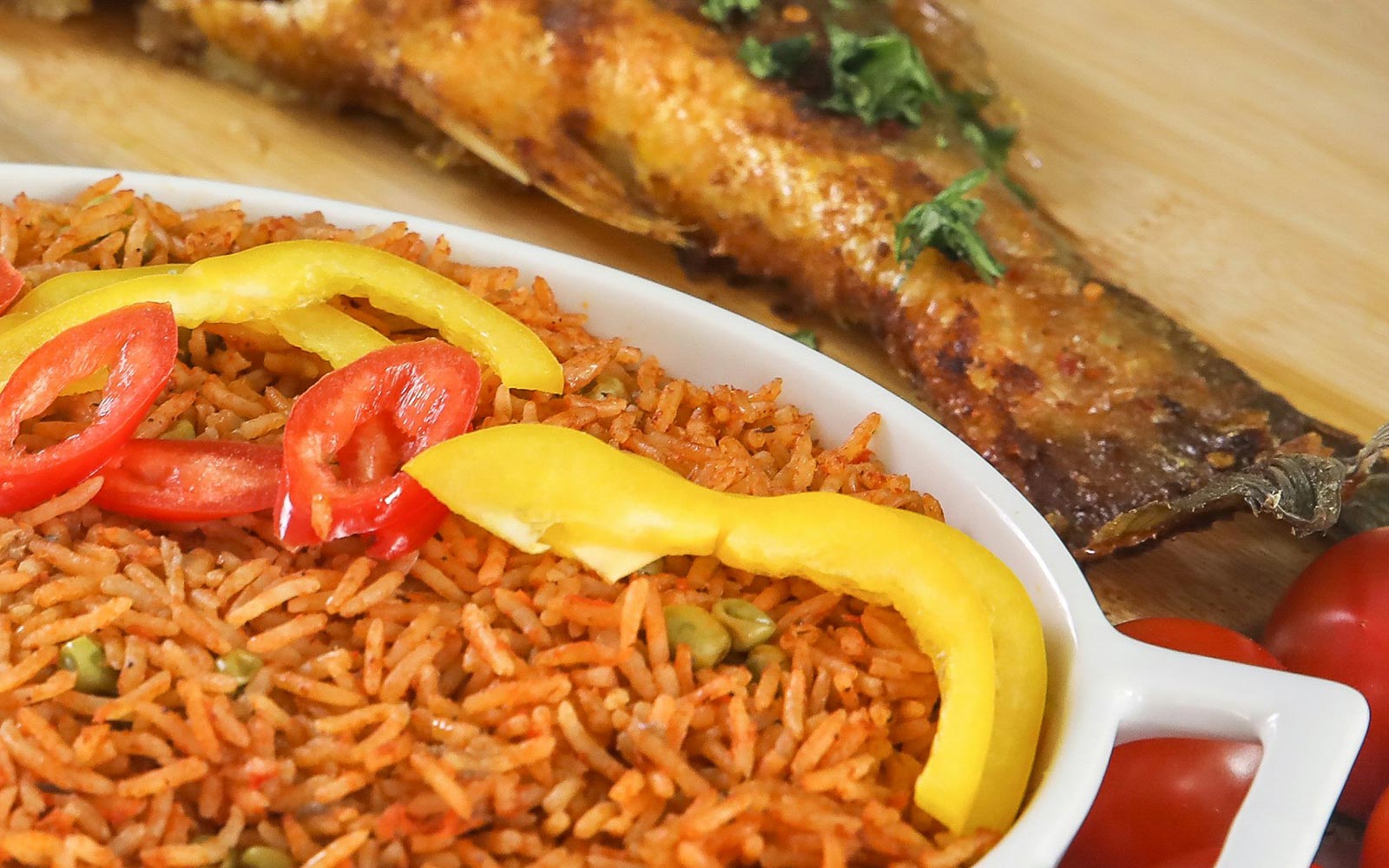 A bowl of jollof rice