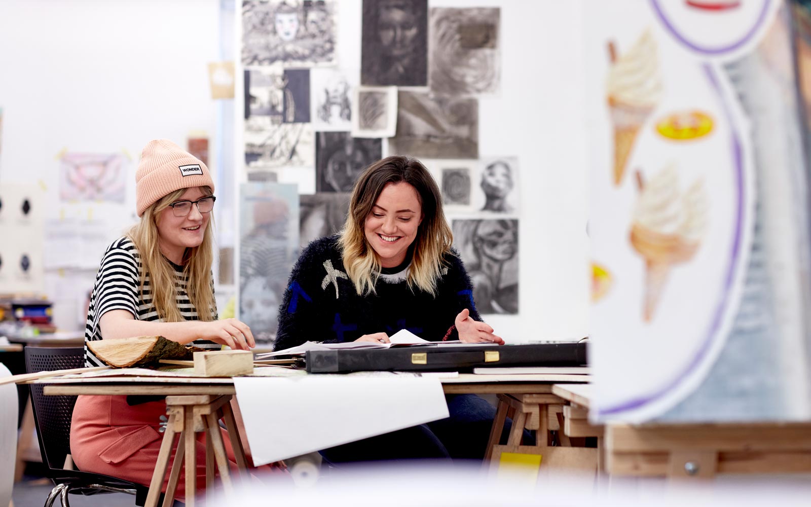 Students taking life drawing classes