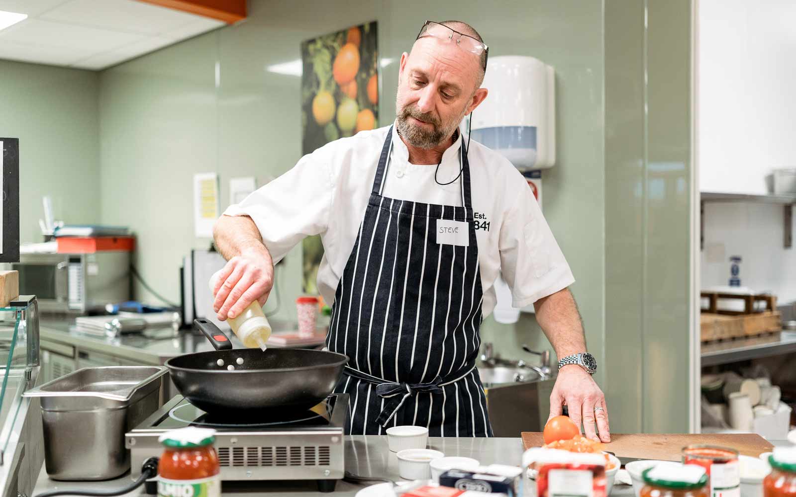 Chef preparing and cooking food