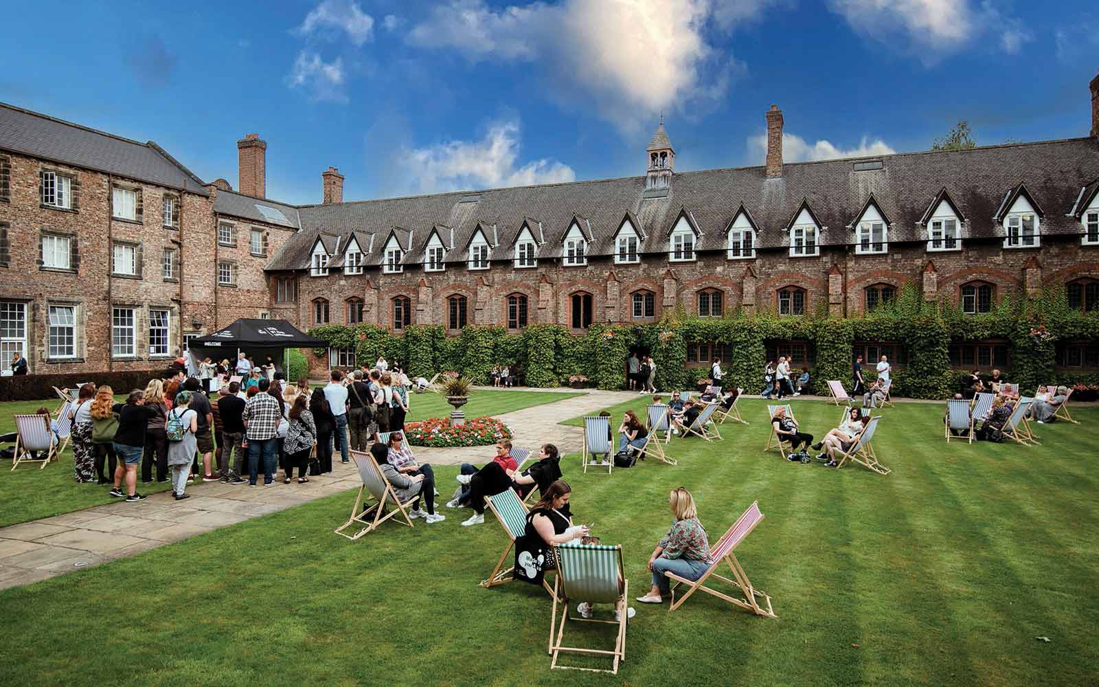 Open Day visitors in the quad.