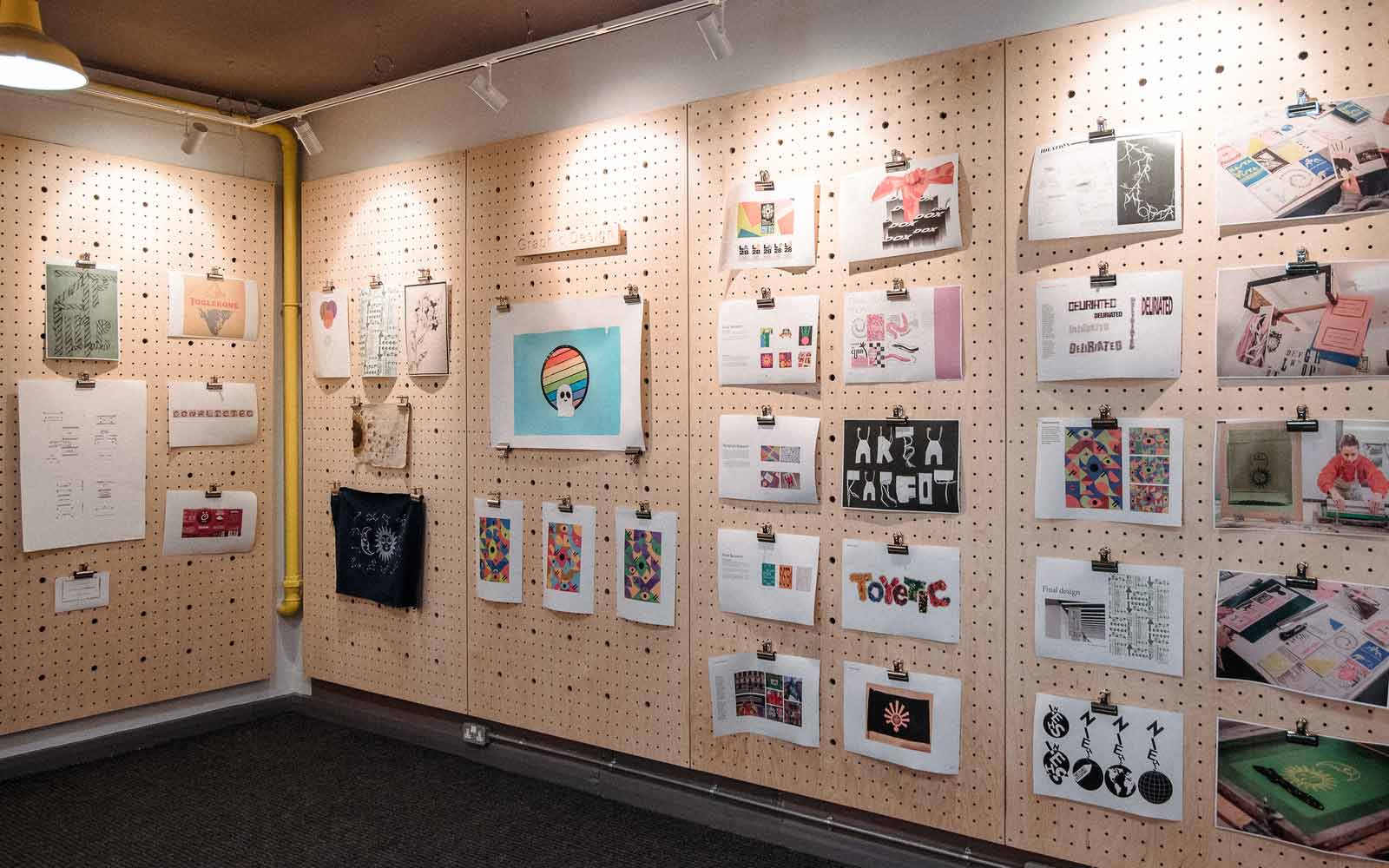 Exhibition of graphic design students' work.