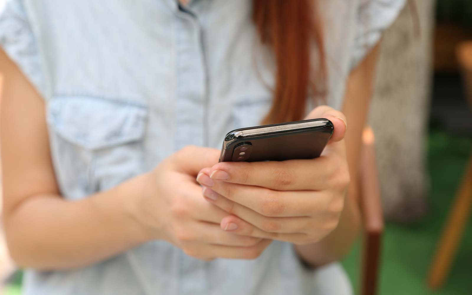 Person looking at phone screen