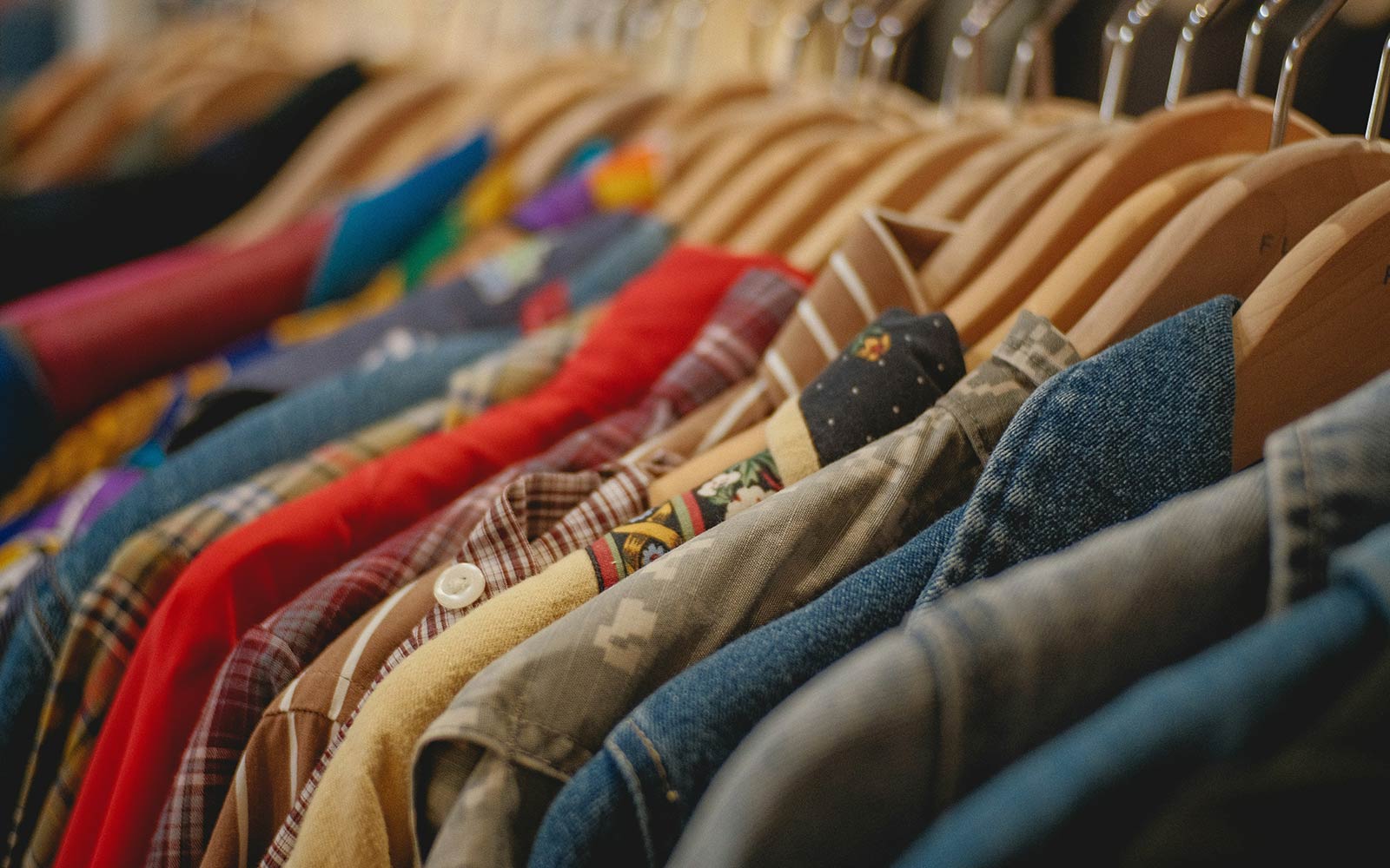 Clothes rack filled with vintage clothes