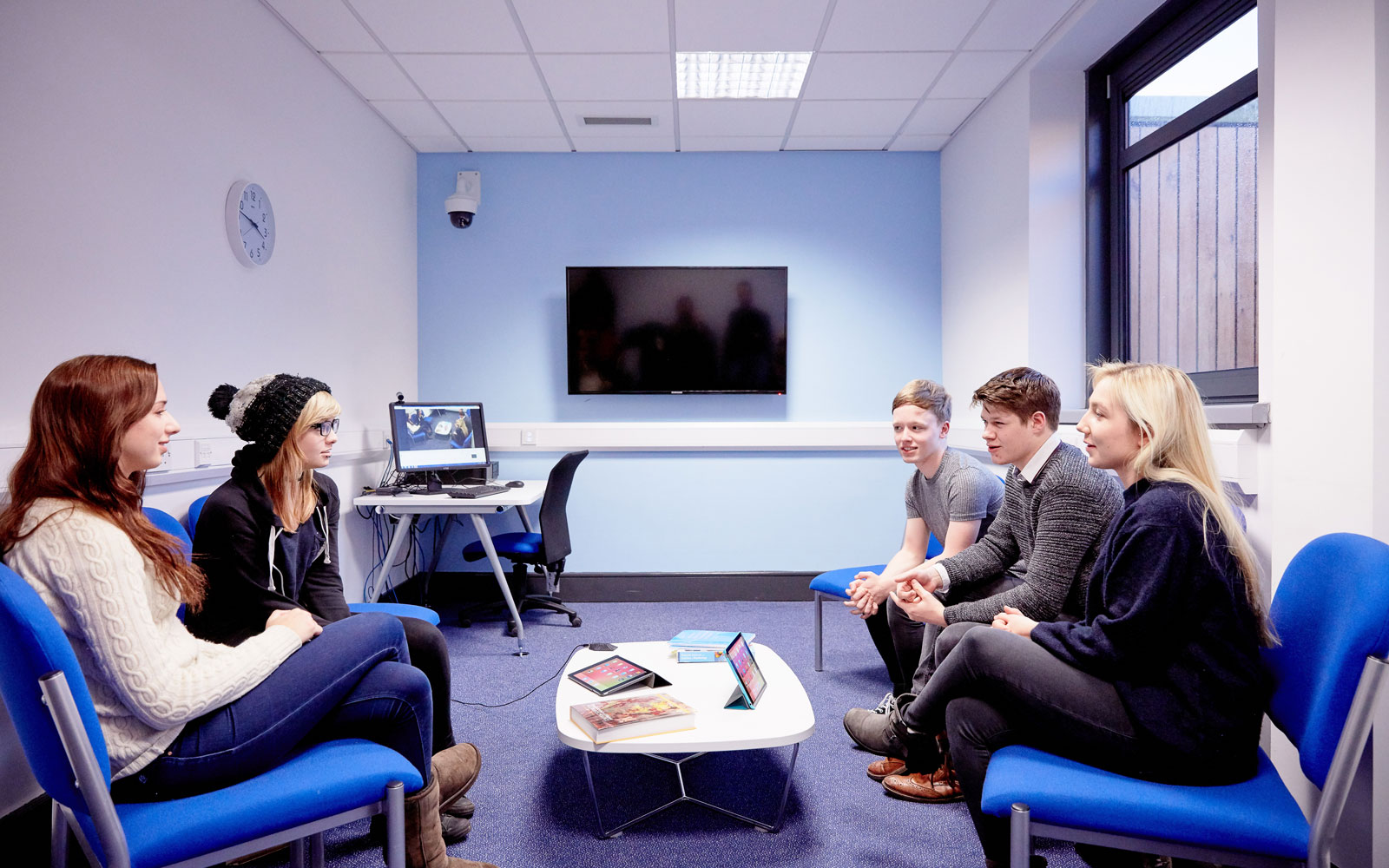 Psychology students working in a room