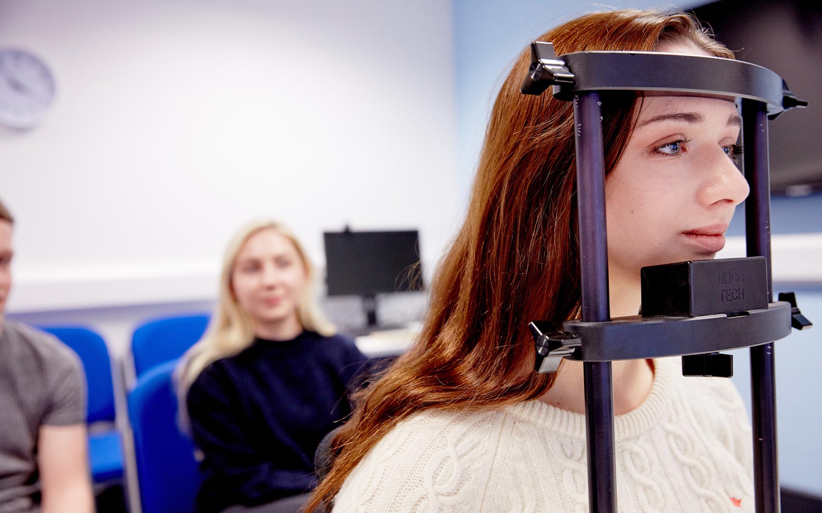 Student using psych equipment