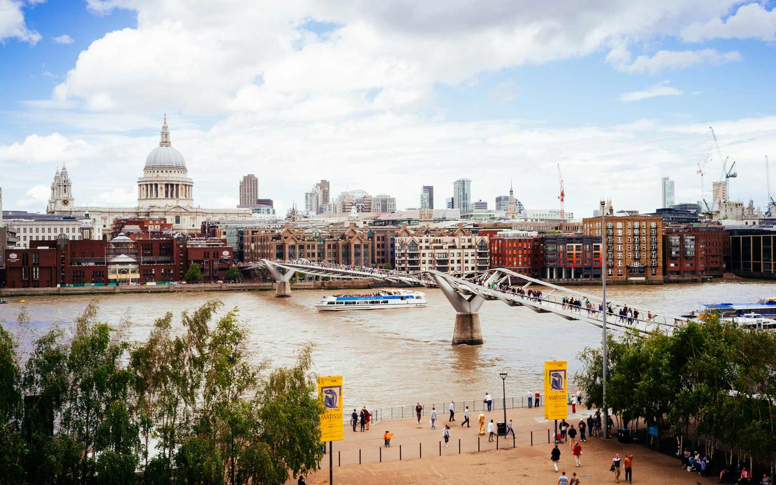 View of central London, including River Thames and St Paul's Cathedral.