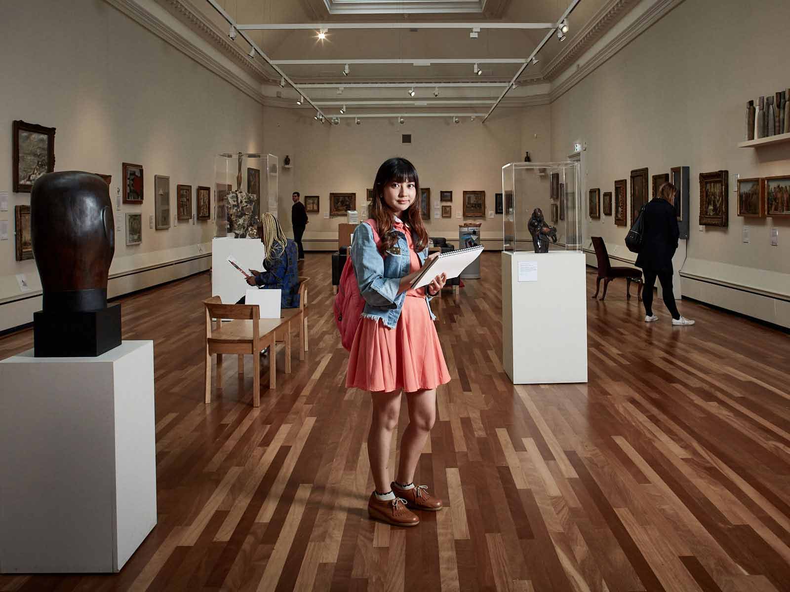 A student working at the York Art Gallery.