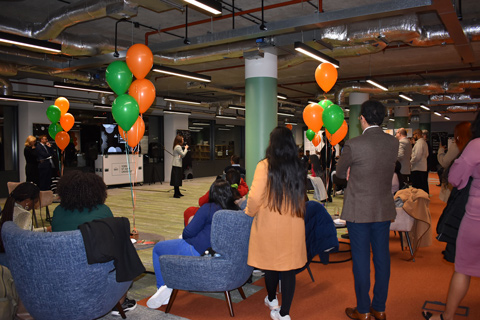 Group of individuals at a celebration of achievement event