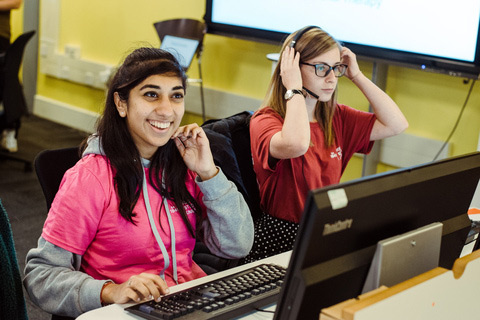 York St John students on phone lines at Clearing.