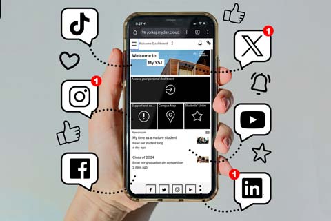 Mock up of the MyYSJ app on a phone