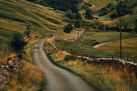 Rural road through fields in Yorkshire