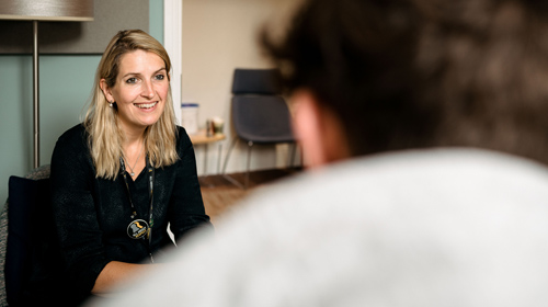 Welfare Adviser talking to student