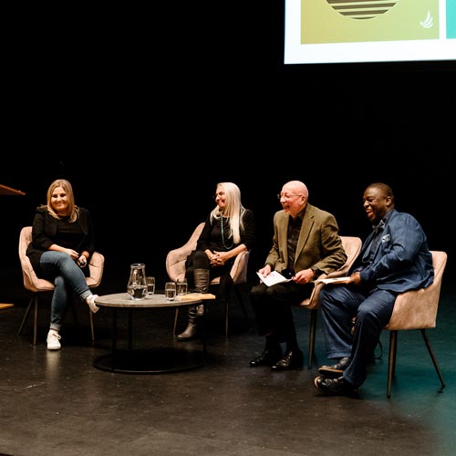 Panel of academics talking about counselling book launch