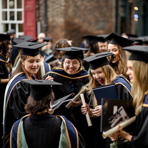 Excited students after their Graduation ceremony.