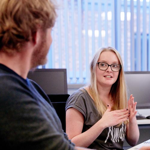 British Sign Language students practising